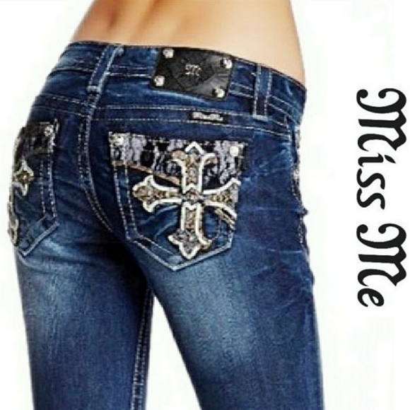 Miss Me Denim - Miss Me Cross Embellished Signature Boot Jeans